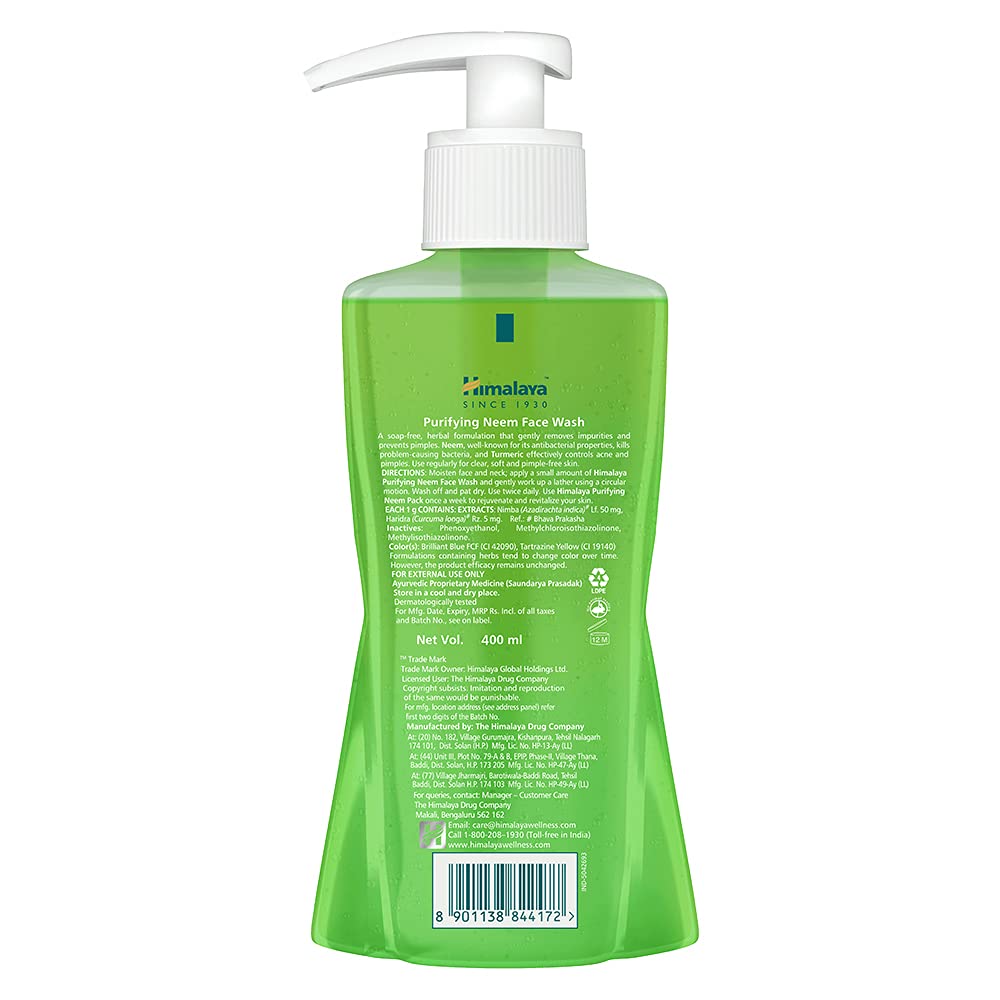 Himalaya Purifying Neem Face Wash 400ml (Pack of 2)