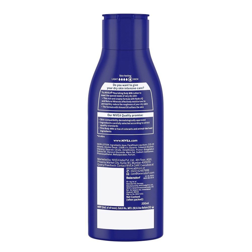 NIVEA Body Lotion for Very Dry Skin- Nourishing Body Milk with Almond Oil And Vitamin E (200ml) (Pack of 2)