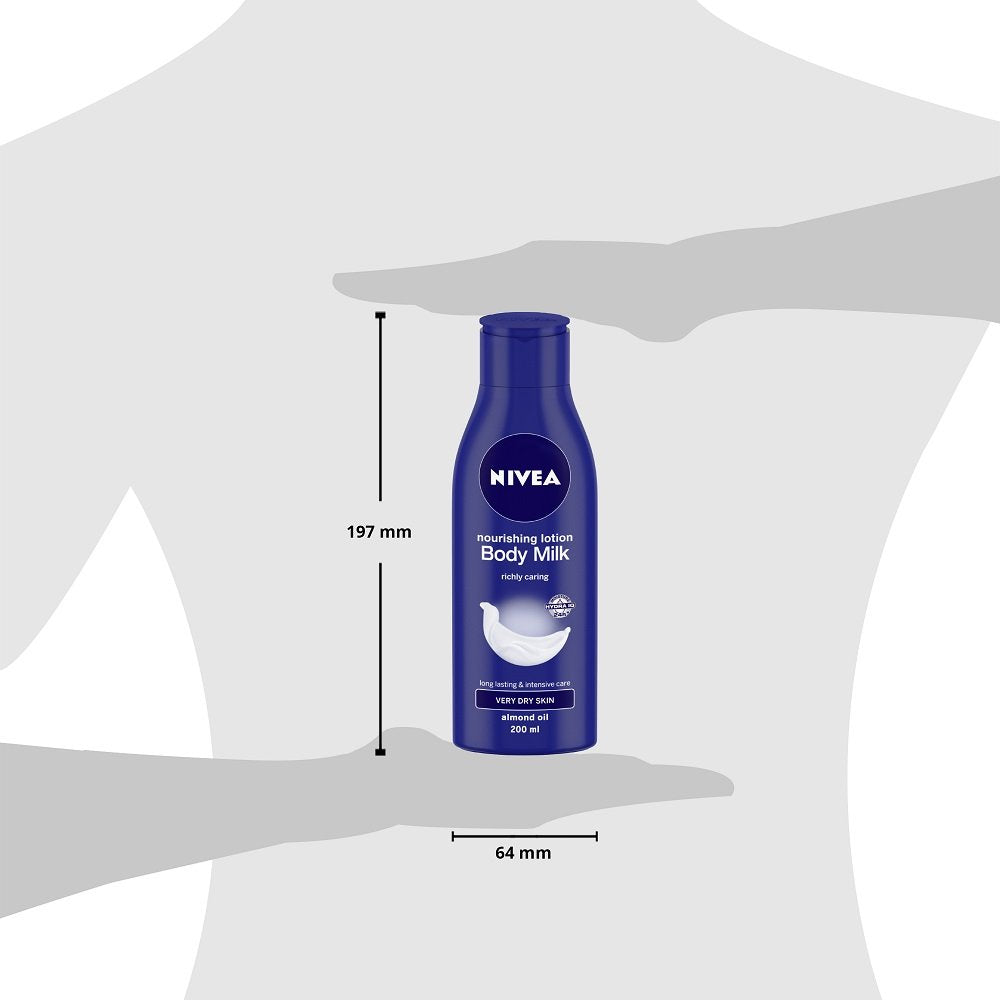 NIVEA Body Lotion for Very Dry Skin- Nourishing Body Milk with Almond Oil And Vitamin E (200ml) (Pack of 2)
