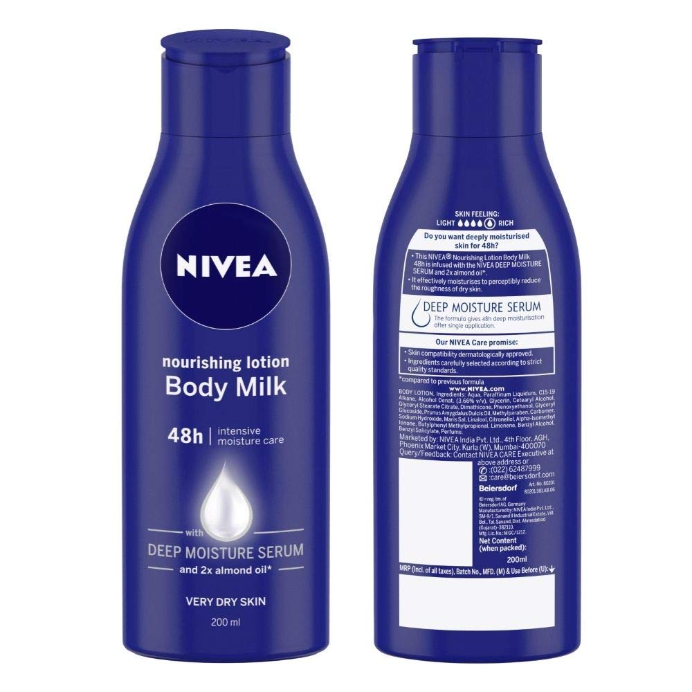 NIVEA Body Lotion for Very Dry Skin- Nourishing Body Milk with Almond Oil And Vitamin E (200ml) (Pack of 2)
