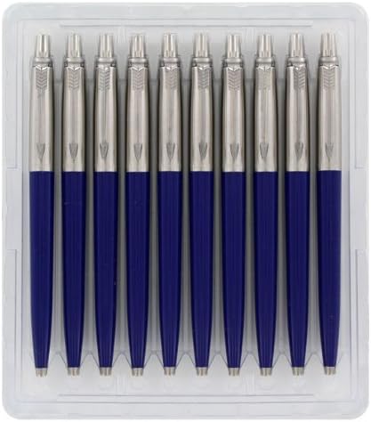 Parker Jotter London Standard Blue Retractable Ballpoint Pen, Blue Ink, 10/Pack